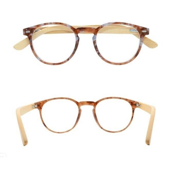 Piranha Cascade Natural Earth Bamboo +3.00 Reader w Case & Cleaning Cloth - Picture 6 of 7